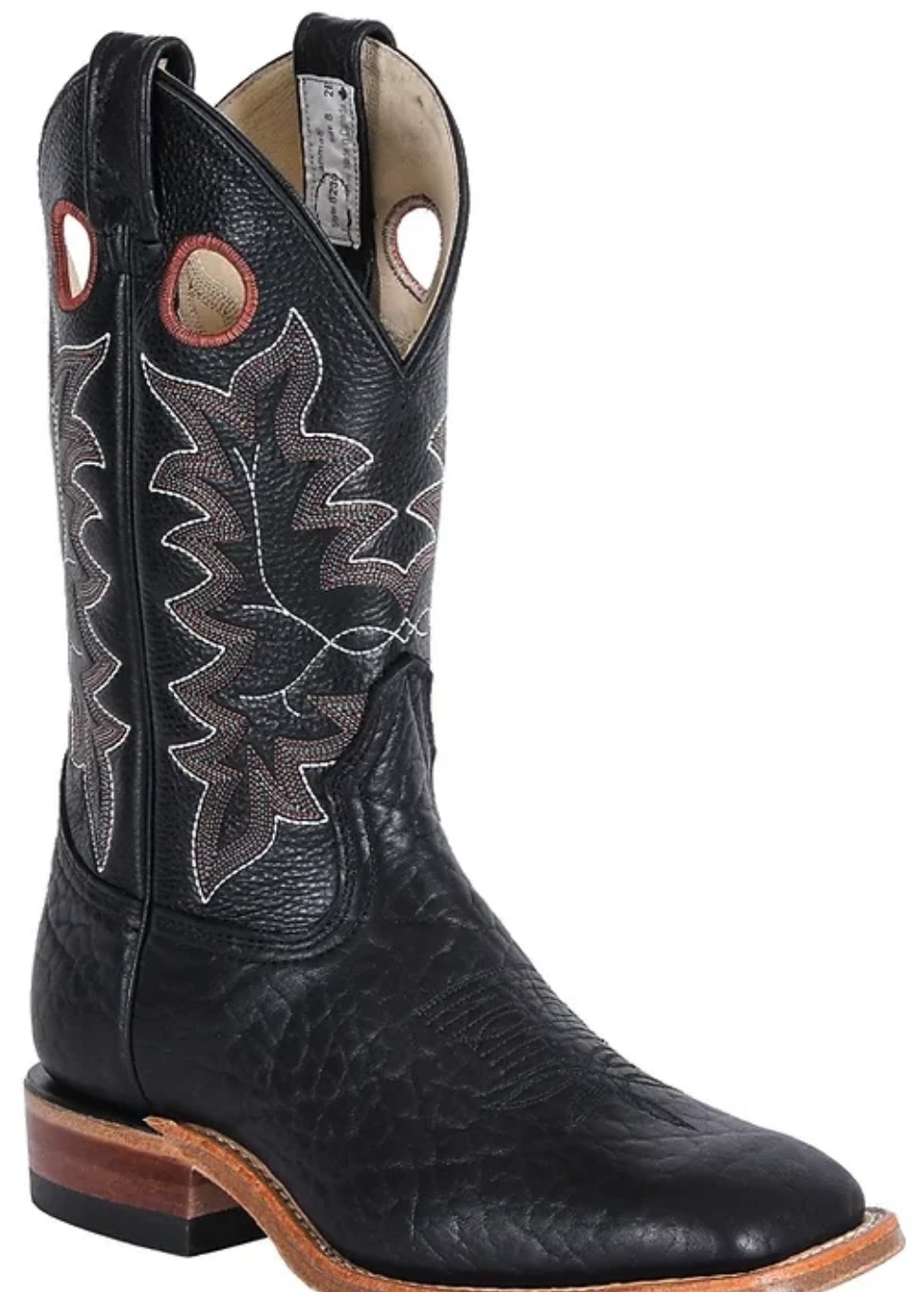 Pair of Brahma brown leather heavy-duty work boots with composite toe cap, metatarsal guard, red collar lining, and black lug outsole on white background